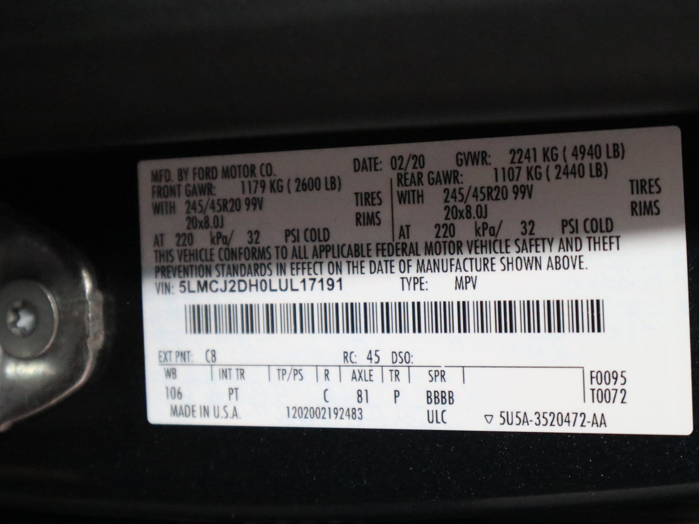 2020 Lincoln Corsair Reserve